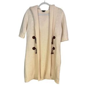 Theory Sweater Womens Small Cream Open‎ Front Toggle Wool Blend Cardigan Duster